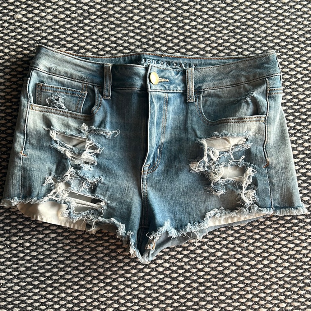 American Eagle hi-rose shortie distressed cutoff shorts